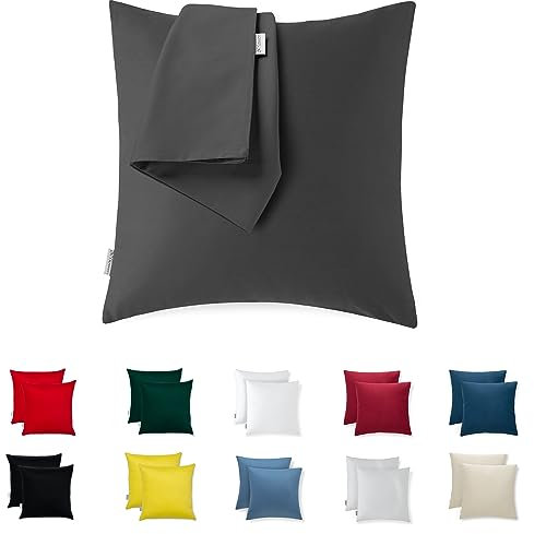 Kissenbezug 80x80 – Mikrofaser Oeko-TEX Zertifiziert – Anthrazit – 2er Set Kopfkissenbezug für Kissen 80 x 80 Weich & Atmungsaktiv – Kissenbezüge Hypoallergen Waschbar mit Verdecktem Reißverschluss
