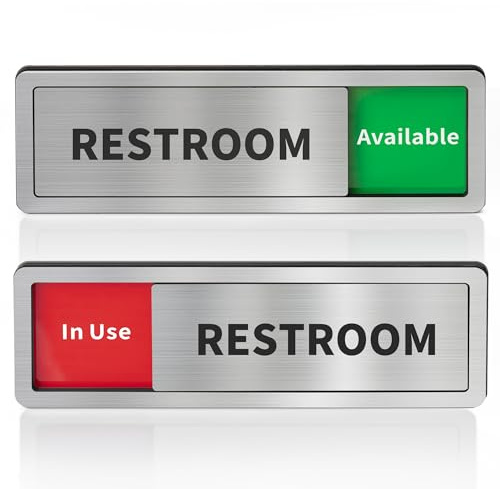 Restroom Sliding Door Signs Do Not Disturb, In Use/Available Slider Sign for Business Home Office Wellness Vacant Occupied Privacy Slide Door Sign，Brushed Silver