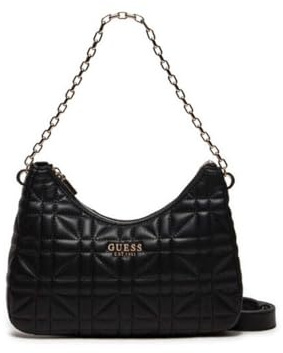 Guess Assia Top Zip Shoulder Bag, Borsa a Tracolla Donna, Nero, Taglia Unica