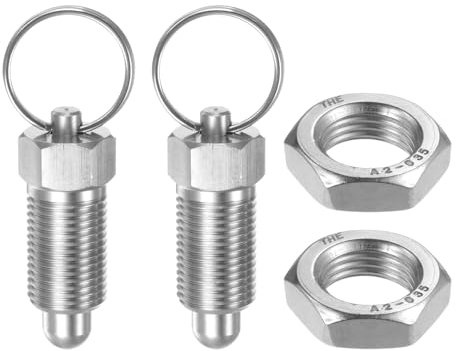 QUARKZMAN 2 Piezas Pasador de Resorte con Anillo de Extracción M16*1.5 Longitud 0.96 Pasador Diámetro 10Mm Cabeza Redonda Acero Inoxidable Pasador de Índice Retráctil Sin Bloqueo