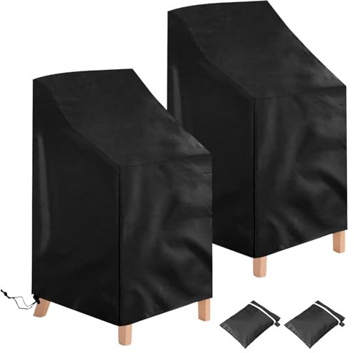 Votoko 2 Pièces Housse Chaise Jardin, Oxford Housse De Protection pour Chaises ImperméAble, Coupe-Vent, Anti-UV Housses Fauteuil Jardin - 64x64x70/120 cm