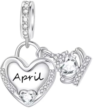 Sterling Silver 925 April Birthstone Charm Pendant for women Heart-shape Garnet Crystal Jewelry For European Style Bracelets and Necklaces