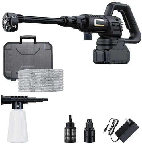 Lambluefly Idropulitrice a Batteria 4.0Ah, 120Bar Idropulitrice Professionale con Motore Brushless, Regolabile su 3Livelli,Idropulitrice Portatile per Lavaggio Auto, Pulizia e Irrigazione del Giardino