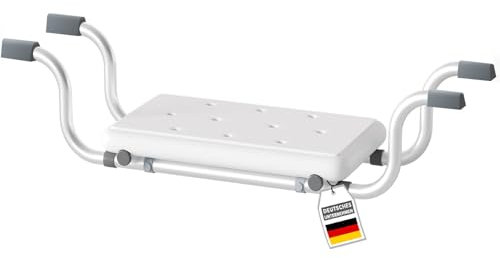KARAT Badewannensitz, Sitzbrett für Badewanne, rutschfest, 100kg Tragkraft, verstellbar 78-86 cm, Badewannenhocker, Duschsitz für Erwachsene und Senioren, Badewannenbrett Levi