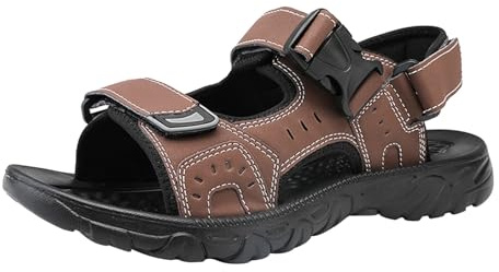 Men Outdoor Sport Sandals Mens Non Slip Sandals Hiking Sandal Wading Beach Shoes Lightweight Walking Sandal Breathable Athletic Sliders Adjustable Fisherman Slippers Summer Water Shoes Brown