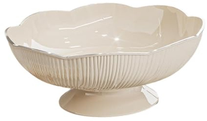 YWJLQH Frutero con Pie Plato Decorativo Fuente para Postres Y Cuenco de Almacenamiento de Estilo Lujoso Y Ligero Adecuado para Fiestas Y Uso, Blanco Crema, Individual