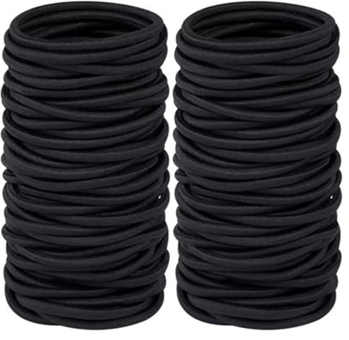 ALLBASA Elastiques à cheveux épais de 4 mm, Chouchou Cheveux, Hair Elastic pour femme et fille (20pcs(Noir))