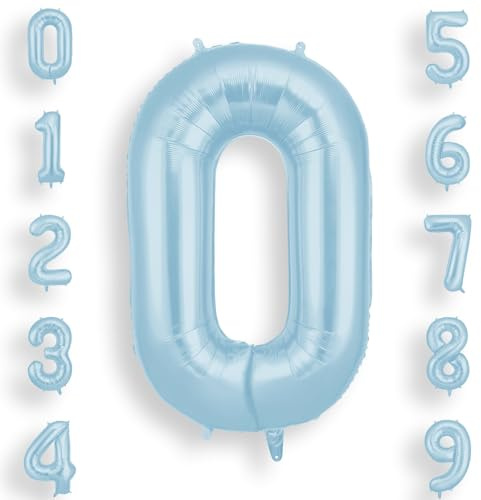 AOOSU Blue Helium Balloons, 40 Inches Number Balloons 0, Foil Birthday Balloon for Birthday Anniversary Wedding Party Decorations Celebration Supplies for Girls Women Men Boys