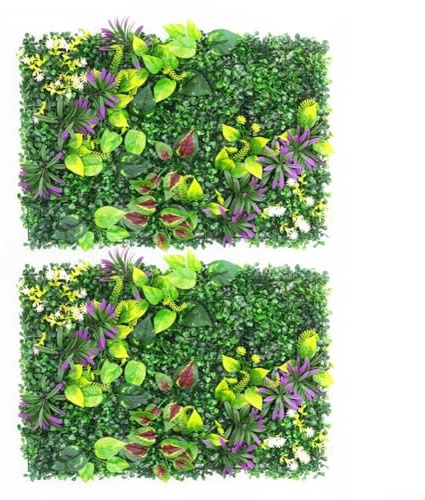 FACAIIO Paneles de pared de plantas artificiales verdes de 60 x 40 cm, paquete de 2 para el hogar, centro comercial, decoración de pared, seto de privacidad para interiores y exteriores, follaje