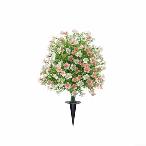 Besshepplo Árbol topiario de boj artificial con estaca de tierra para decoración de jardín al aire libre, patio, arbusto falso de plástico resistente a los rayos UV, morado, amarillo, blanco, rosa