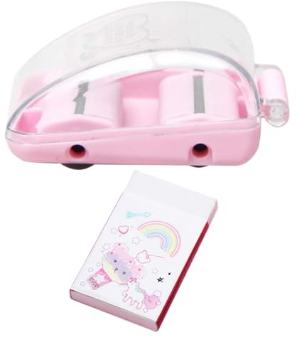 COMPUKAS Mini Rodillo Limpiador de Borrador de Mano Rosa, Compacto y Portátil, Recogedor de Virutas para Escritorio, Material Seguro para Papel, Adecuado para Oficina, Escuela y