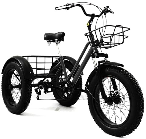 Triciclo eléctrico para adultos con asiento ajustable, faro, pantalla LCD y cesta de carga trasera, carga máxima de 200 kg
