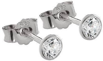 NKlaus PAAR 4,0mm Ohrstecker Weißgold 585 Gold Ohrringe 14 Karat Kristall Zirkonia weiß 2074