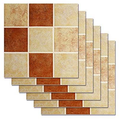 Hiser 6pcs Kitchen Bathroom Wall Tile Stickers, DIY Square Decals Creative Personality Simple mosaic style Sticker for Kitchen Living Room Bathroom Home Decor Self-Adhesive (20x20cm,red)