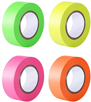 SAVITA 4 nastri fluorescenti, 2,5 cm x 30 m, non adesivi, per uso domestico e lavoro