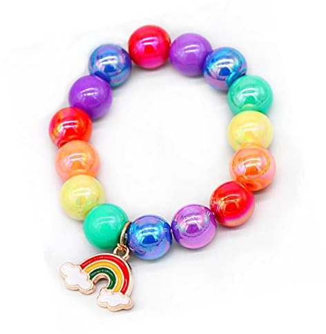 mciskin Colorful Rainbow Unicorn Beaded Bracelet for Girls - Birthday Party Favors & Princess Pretend Play