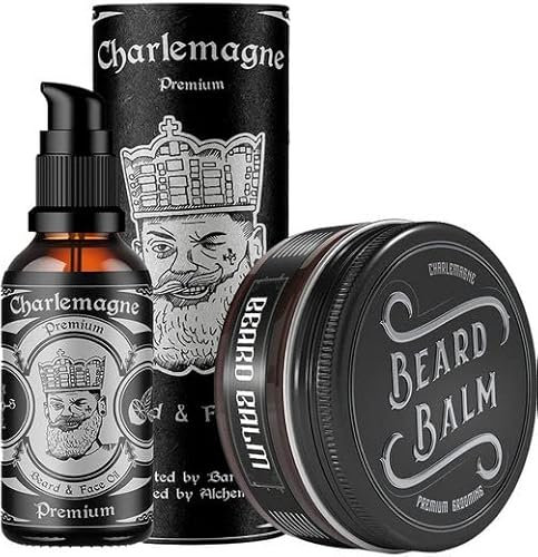 Charlemagne Bartpflege Set für Männer hochwertig - Bestehend aus Bartöl und Bartbalsam - Geschenk für Männer - Geschenk Mann Bart Set - Pflegeset Männer Barber Set - Geschenk Set