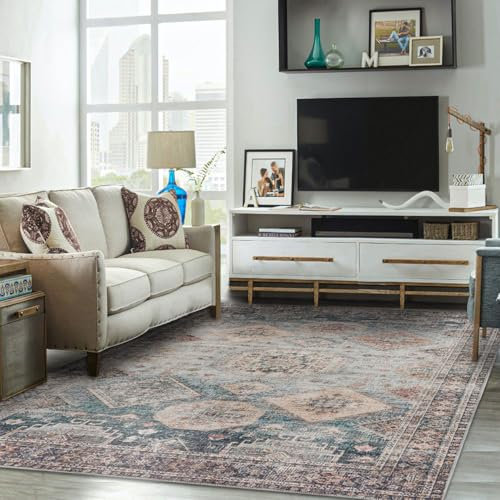 TALETA Waschbarer Teppich Wohnzimmer 120 x 170, Vintage Orientalischer-Teppich Groß für Wohnzimmer, Schlafzimmer, Küchen, Esszimmer, Büro - grün 120 x 170 cm