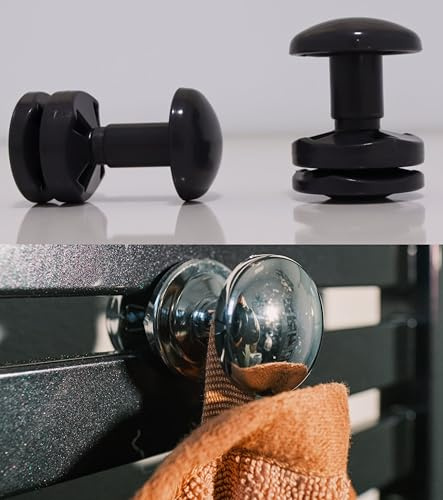 anapont Porte-serviettes Bouton porte-serviettes - blanc - chromé - noir - Crochets à serviettes Porte-peignoir pour radiateur Radiateur de salle de bain Lot de 2 (noir, Type 1)
