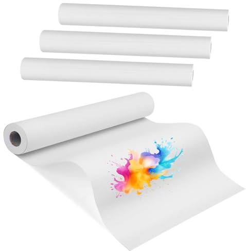 LEXININ 4 Rolls 25m x 44cm Large White Drawing Paper Roll, Art Easel Painting Paper Roll for Gift Wrap, Drawing, Sketching