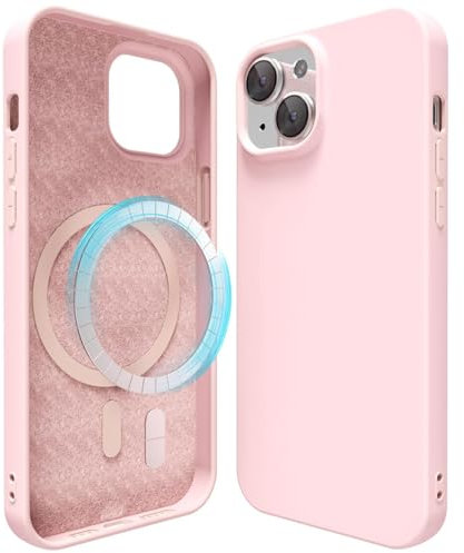 oakxco für iPhone 13/ iPhone 14 Hülle Magsafe Silikon Handyhülle Bunt, Ultra Dünn Slim Case Einfarbig Handy Hülle Mädchen, Magnetisch Induktives Laden Schutzhülle Matt Silikonhülle Glatt, Rosa Pink