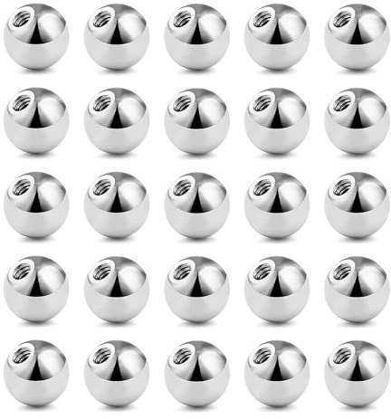 Besyvvin 14G 3mm Ricambio Palline Piercing Acciaio Chirurgico Pallina per Piercing al Capezzolo Piercing Setto Sopracciglio alla Lingua Ombelico Industriale Piercing