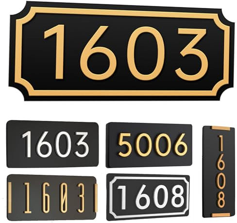 Handimake Números de casa personalizados para exteriores, letrero de dirección acrílico con orientación horizontal, números de casa personalizados para dirección exterior