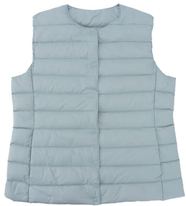BWBIKE Femmes Veste Matelassée Légère Simple Boutonnage Gilet Rembourré Duvet Compressible Manteau Manteau Sans Manches En Duvet Gilet D’extérieur Gilets Rembourrés, Bleu, L