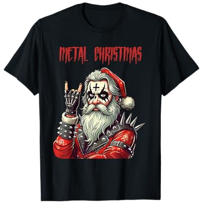 Festive Metal Gear - T-Shirt Père Noël en métal lourd - Homme/Femme - Unisex-Adultes - Fans de métal - Manche courte - T-Shirt - Noir - S - EU