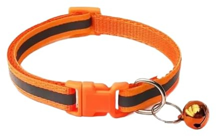 1st Färger Reflekterande Breakaway Katthalsband Halsring Halsband Bell Djurprodukter Säkerhet Elastisk Justerbar Reflexkrage for djur(Orange)