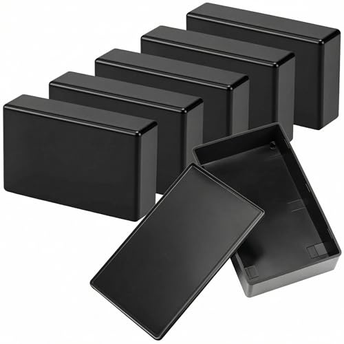 QWORK® 6 piezas caja de derivación de plástico ABS negro, caja de conexiones electrónicas para energía, instrumentos y proyectos portátiles (100x60x25 mm)