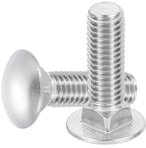 sourcing map 4Pcs Carriage Bolts, 1/2-13x2 Stainless Steel 18-8 (304) Round Head Square Neck Screws Bolt Screw for Fastening Accessories - Silver