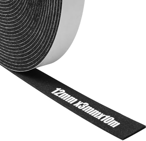 Foam Insulation Tape Self Adhesive,12mm(W) x3mm(T) x10m(L),Weather Stripping for Doors and Windows,Sound Proof Soundproofing Door Seal,Weatherstrip,Cooling,Air Conditioning Seal Strip