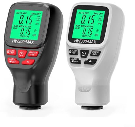 Jauge de mesure d'épaisseur de peinture HW300MAX pour des résultats précis dans le traitement des métaux (noir)