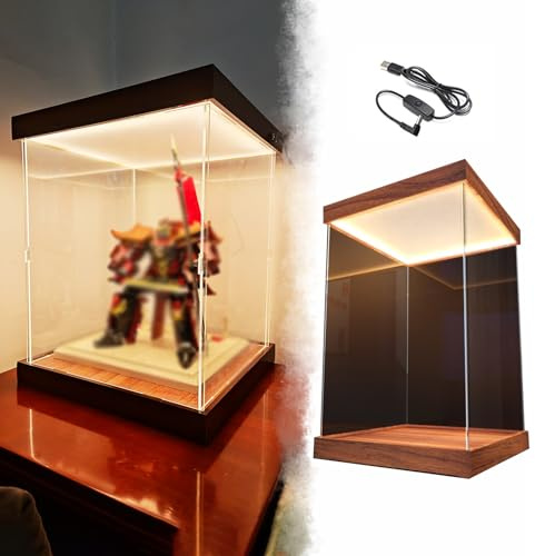 Vitrine Acrylique Vitrine Transparente 25, 30, 35, 40, 45, 50 Cm Hauteur, Boîte Rangement Empilable Plastique Éclairage, Bacs Rangement Anti-poussière Personnalisables(15x15xH40cm/6x6x16in)