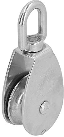 Bamjour 50 Mm 316 Rostfritt Stål Remskiva - Enkelt Lyftande Hjulverktyg med 360° Rotation för Fartyg och Båtar
