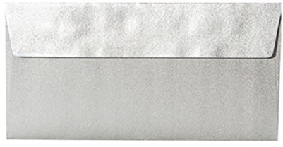 Paper24 25 farbige Briefumschläge DIN lang ohne Fenster Kuvert 220x110 mm selbstklebend für Hochzeit, Gruß-Karten, Einladungen (99 Silber A)