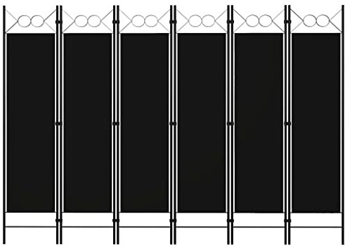 vidaXL Biombo Divisor de 6 Paneles de Pie Plegable Separador Habitación Dormitorio Estancia Decoración Partición Privacidad Negro 240x180 cm