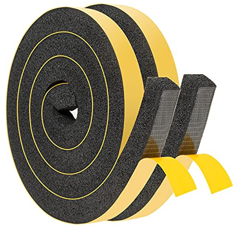YoleShy Window Air Conditioner Foam Tape 2 Pcs 1 Inch Wide x 1 Inch Thick Weather Stripping Door Seal Strip for Insulation, Weatherstrip, Gap Blocker,Total 13 Feet Long(6.5ft x 2 Rolls)