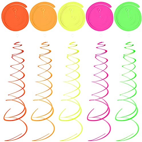 Jinlaili 10 Pz Decorazioni Pendenti a Spirale, Fluorescente Turbinii Appesi, Decorazioni a Spirale da Appendere, Stelle Filanti da Appendere di Carta, Appendere Soffitto Spirale Turbinanti per Feste