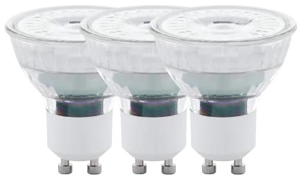 Eglo Lot de 3 ampoules LED GU10, lampes réflecteur, spots de 4,5 watts chacun (équivalent 50 watts), 345 lumens, blanc chaud, 2700 Kelvin, Ø 5 cm