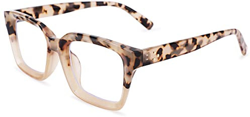 COASION Mode Quadratisch Brille Ohne Stärke Damen Gaming Computerbrille Fake Geld Brille Damen Herren (Leopard Weiß)