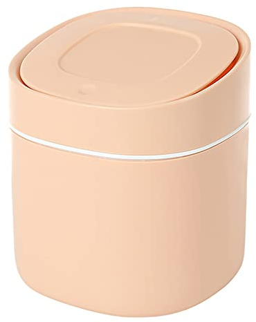 Gsrhzd Skrivbord papperskorg, mini plast skrivbord papperskorg, skrivbordskorg med lock, minipresslock papperskorg, för familj vardagsrum kök sovrum badrum kontor bil inomhus, rosa
