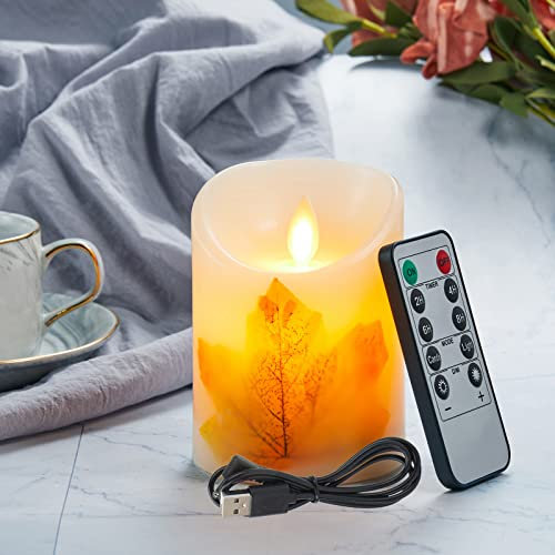 Candele LED ricaricabili con telecomando, 12,5 cm, cavo USB, vera cera senza fiamma, funzione timer