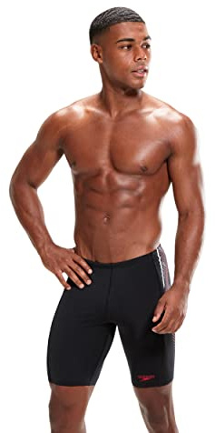 Speedo Tech Panel Jammer badbyxor, svart/röd, 26, Svart/rött, 152 SE