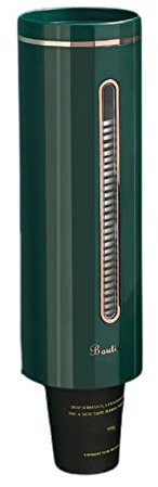 Chonor Dispenser di Tazze di Carta, Antipolvere Trasparente Portabicchieri per Distributori d'Acqua, Tazza da Parete per Bicchieri di Plastica e Coni (Verde Scuro)
