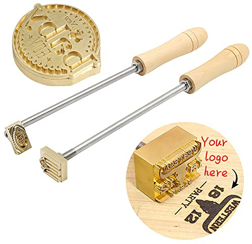 Marca de Logotipo Personalizado en Metal con Sello de Hierro para BBQ y Papel, Mango de Madera para Carne y Bodas