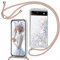 TUUTPU Handyband für Google Pixel 7A Hülle mit Band, Glitzer Treibsand Handyhülle mit Kordel zum Umhängen Transparent Stoßfest Schutzhülle mit Kette Schnur, Quicksand Necklace Case in Roségold