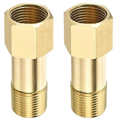 M METERXITY 2 Paquet Extension Connecteur Tuyau Raccord - Laiton Hex Couplage, Convertisseur Adaptateur, Appliquer à Industriel Utilisation, (G3/8 Femelle à G3/8 Mâle 50mm, Doré)