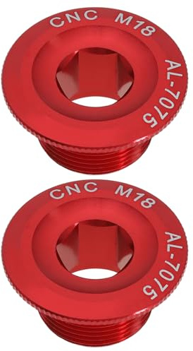 eMagTech 2 bulloni di fissaggio per pedivella, rosso, M18, per mountain bike, bici da strada, guarnitura per catena in lega di alluminio, ad alta resistenza, adatti per vite a manovella da 18 mm